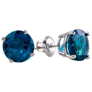 4.50 Ct Natural London Blue 14KW Gold Stud Earring